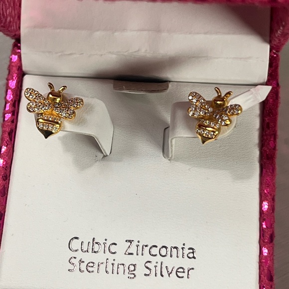 Rachel Ashwell Cubic Zirconia Sterling Silver 925 Bee Earrings BNIB - Picture 1 of 4